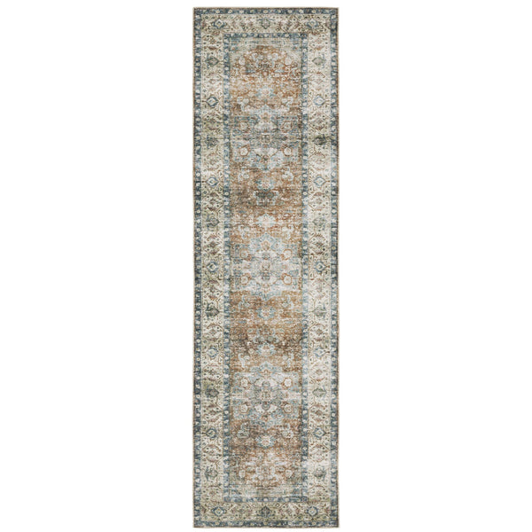 Oriental Weavers Charleston Indoor Area Rug - Machine Washable Polyester With Non-slip Backing For Family Spaces Blue,Gold Polyester Ccha02061244st