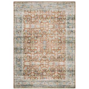 Oriental Weavers Charleston Indoor Area Rug - Machine Washable, Non-slip Backing & Distressed Traditional Design Rust,Blue Polyester Ccha04152213st