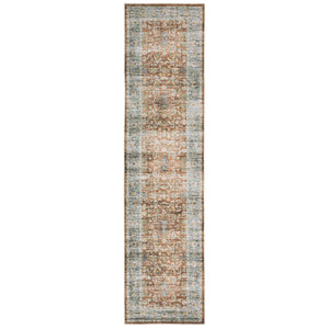 Oriental Weavers Charleston Indoor Area Rug - Machine Washable, Non-slip Backing & Distressed Traditional Design Rust,Blue Polyester Ccha04061244st
