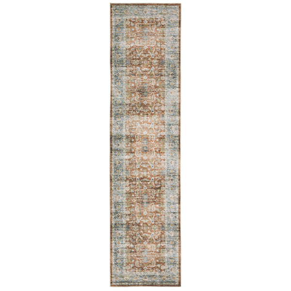 Oriental Weavers Charleston Indoor Area Rug - Machine Washable, Non-slip Backing & Distressed Traditional Design Rust,Blue Polyester Ccha04061244st