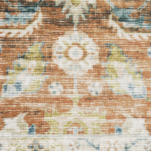 Oriental Weavers Charleston Indoor Area Rug - Machine Washable, Non-slip Backing & Distressed Traditional Design Rust,Blue Polyester Ccha04152213st