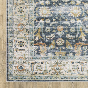 Oriental Weavers Charleston Indoor Area Rug - Machine Washable, Non-slip Backing, Perfect For High-traffic Spaces Blue,Gold Polyester Ccha05228305st