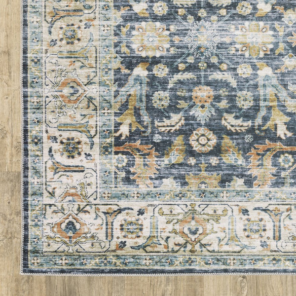 Oriental Weavers Charleston Indoor Area Rug - Machine Washable, Non-slip Backing, Perfect For High-traffic Spaces Blue,Gold Polyester Ccha05228305st
