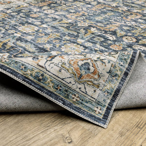 Oriental Weavers Charleston Indoor Area Rug - Machine Washable, Non-slip Backing, Perfect For High-traffic Spaces Blue,Gold Polyester Ccha05228305st