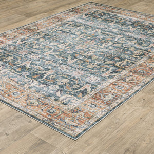 Oriental Weavers Charleston Indoor Area Rug – Machine Washable, Non-slip Backing, Perfect For High-traffic Spaces Blue,Rust Polyester Ccha06107168st