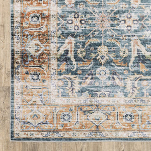 Oriental Weavers Charleston Indoor Area Rug – Machine Washable, Non-slip Backing, Perfect For High-traffic Spaces Blue,Rust Polyester Ccha06107168st