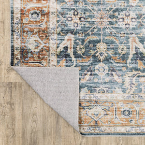 Oriental Weavers Charleston Indoor Area Rug – Machine Washable, Non-slip Backing, Perfect For High-traffic Spaces Blue,Rust Polyester Ccha06107168st