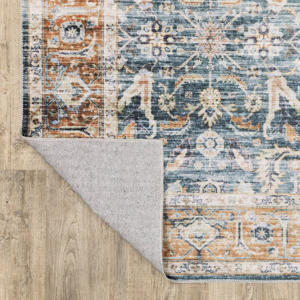 Oriental Weavers Charleston Indoor Area Rug – Machine Washable, Non-slip Backing, Perfect For High-traffic Spaces Blue,Rust Polyester Ccha06107168st