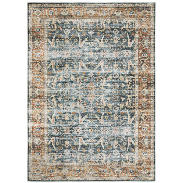 Oriental Weavers Charleston Indoor Area Rug – Machine Washable, Non-slip Backing, Perfect For High-traffic Spaces Blue,Rust Polyester Ccha06107168st
