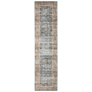 Oriental Weavers Charleston Indoor Area Rug – Machine Washable, Non-slip Backing, Perfect For High-traffic Spaces Blue,Rust Polyester Ccha06061244st