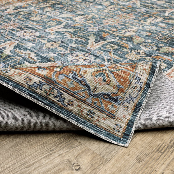 Oriental Weavers Charleston Indoor Area Rug – Machine Washable, Non-slip Backing, Perfect For High-traffic Spaces Blue,Rust Polyester Ccha06107168st