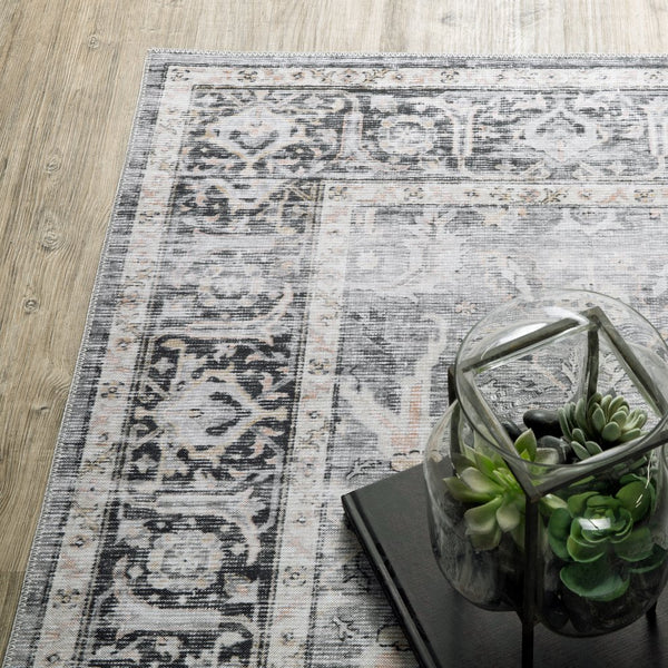 Oriental Weavers Charleston Indoor Area Rug - Machine Washable, Non-slip Backing, Perfect For High-traffic Spaces Charcoal,Grey Polyester Ccha07061244st