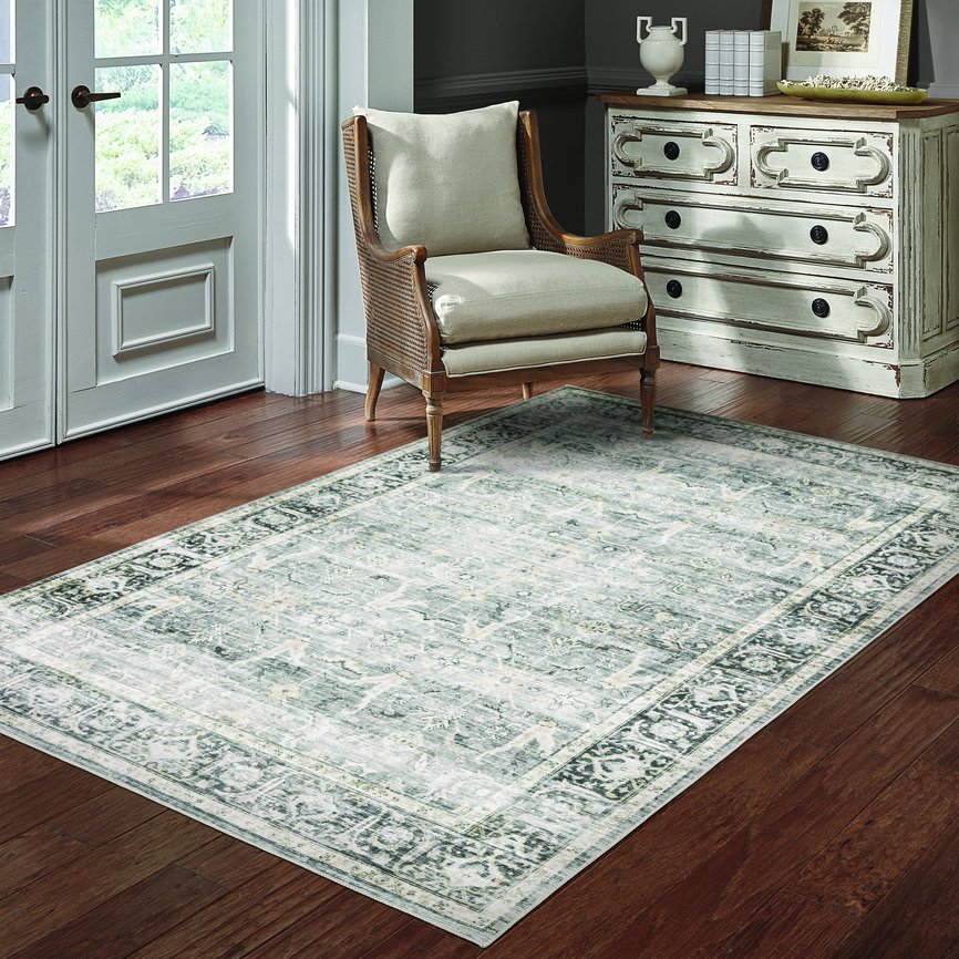 Oriental Weavers Charleston Indoor Area Rug - Machine Washable, Non-slip Backing, Perfect For High-traffic Spaces Charcoal,Grey Polyester Ccha07107168st