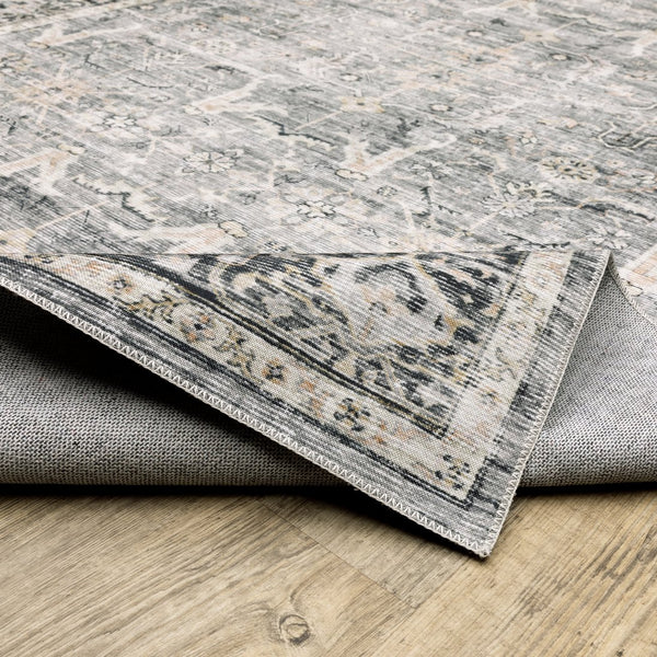 Oriental Weavers Charleston Indoor Area Rug - Machine Washable, Non-slip Backing, Perfect For High-traffic Spaces Charcoal,Grey Polyester Ccha07061244st