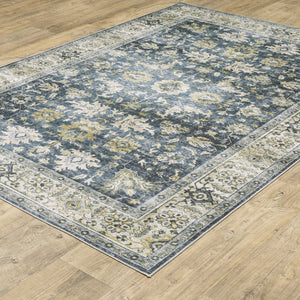 Oriental Weavers Charleston Indoor Area Rug - Machine Washable, Non-slip Backing, Distressed Traditional Design Blue,Gold Polyester Ccha08061091st