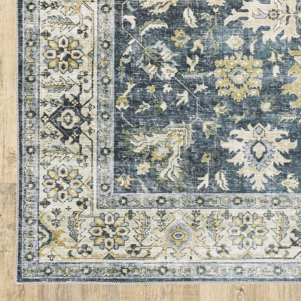 Oriental Weavers Charleston Indoor Area Rug - Machine Washable, Non-slip Backing, Distressed Traditional Design Blue,Gold Polyester Ccha08061091st