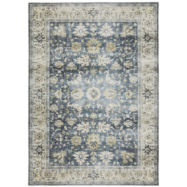 Oriental Weavers Charleston Indoor Area Rug - Machine Washable, Non-slip Backing, Distressed Traditional Design Blue,Gold Polyester Ccha08061091st