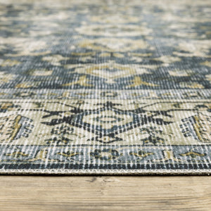 Oriental Weavers Charleston Indoor Area Rug - Machine Washable, Non-slip Backing, Distressed Traditional Design Blue,Gold Polyester Ccha08061091st