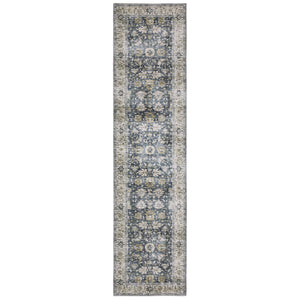 Oriental Weavers Charleston Indoor Area Rug - Machine Washable, Non-slip Backing, Distressed Traditional Design Blue,Gold Polyester Ccha08061244st