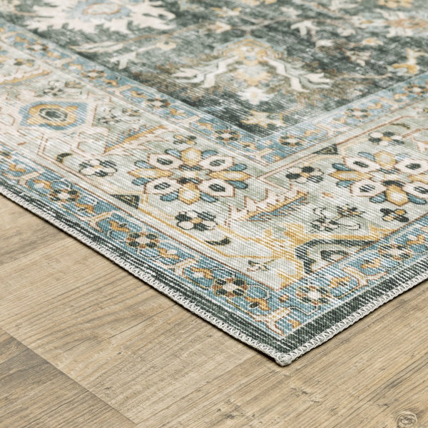 Oriental Weavers Charleston Machine Washable Indoor Area Rug With Non-slip Backing For High-traffic Family Spaces Charcoal,Gold Polyester Ccha09061091st