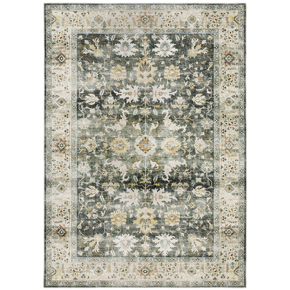 Oriental Weavers Charleston Machine Washable Indoor Area Rug With Non-slip Backing For High-traffic Family Spaces Charcoal,Gold Polyester Ccha09061091st