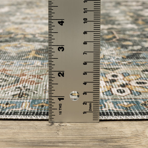 Oriental Weavers Charleston Machine Washable Indoor Area Rug With Non-slip Backing For High-traffic Family Spaces Charcoal,Gold Polyester Ccha09061091st