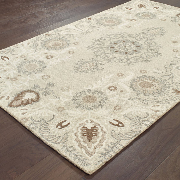 Oriental Weavers Craft Natural Wool Indoor Area Rug - Handcrafted Cozy Charm Inspired By Nomadic Textiles Sand,Ash Wool C93000106167st