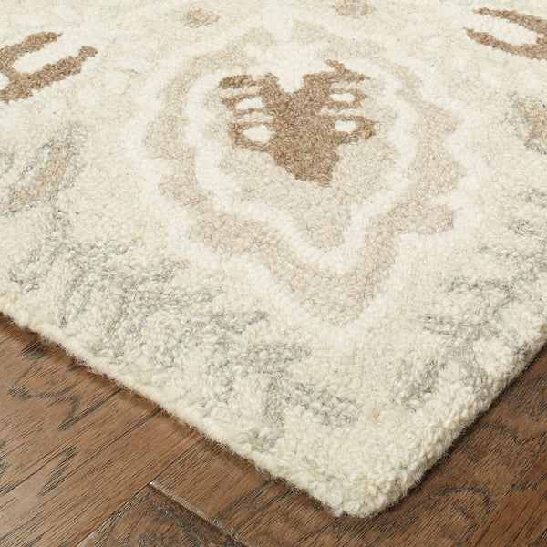 Oriental Weavers Craft Natural Wool Indoor Area Rug - Handcrafted Cozy Charm Inspired By Nomadic Textiles Sand,Ash Wool C93000106167st