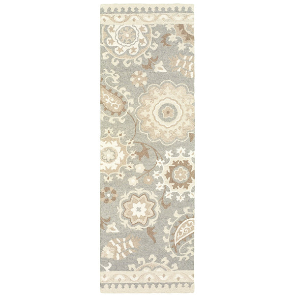Oriental Weavers Craft 93003 Natural Wool Indoor Area Rug - Cozy Handcrafted Design Inspired By Nomadic Textiles Grey,Sand Wool C93003076243st