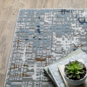 Oriental Weavers Easton High/Low Textured Area Rug - Modern Organic Abstracts In Trendy Blue And Gray Shades Blue,Ivory Polypropylene E011e3160230st