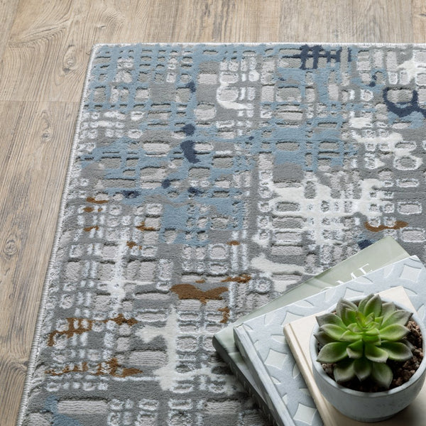 Oriental Weavers Easton High/Low Textured Area Rug - Modern Organic Abstracts In Trendy Blue And Gray Shades Blue,Ivory Polypropylene E011e3160230st