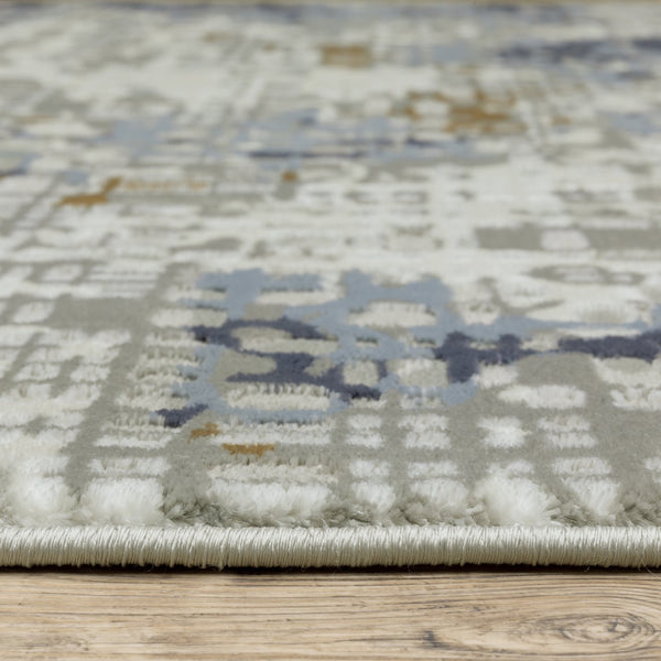 Oriental Weavers Easton High/Low Textured Area Rug - Modern Organic Abstracts In Trendy Blue And Gray Shades Blue,Ivory Polypropylene E011e3160230st