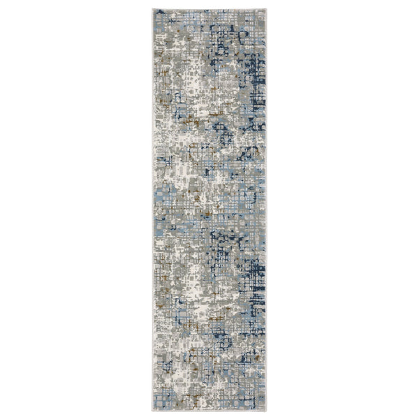 Oriental Weavers Easton High/Low Textured Area Rug - Modern Organic Abstracts In Trendy Blue And Gray Shades Blue,Ivory Polypropylene E011e3068230st