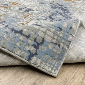 Oriental Weavers Easton High/Low Textured Area Rug - Modern Organic Abstracts In Trendy Blue And Gray Shades Blue,Ivory Polypropylene E011e3160230st