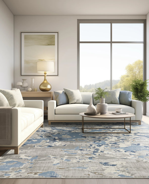 Oriental Weavers Easton Indoor Area Rug - Modern High/Low Textured Design In Trendy Blue And Gray For Any Space Grey,Blue Polypropylene E3317e100152st