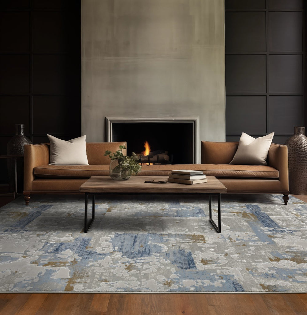 Oriental Weavers Easton Textured Indoor Area Rug - Modern Abstract Design In Trendy Shades Of Blue And Gray Grey,Blue Polypropylene E4518x300390st