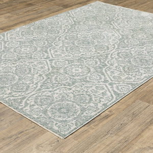 Oriental Weavers Echo Indoor Area Rug - Soft, Textured Polyester Yarn In Subtle Neutrals And Tonal Blues, Made In Egypt Teal,Ivory Polyester Eech02160235st