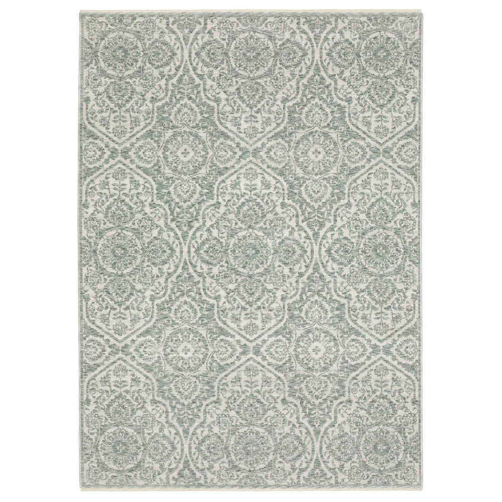 Oriental Weavers Echo Indoor Area Rug - Soft, Textured Polyester Yarn In Subtle Neutrals And Tonal Blues, Made In Egypt Teal,Ivory Polyester Eech02160235st
