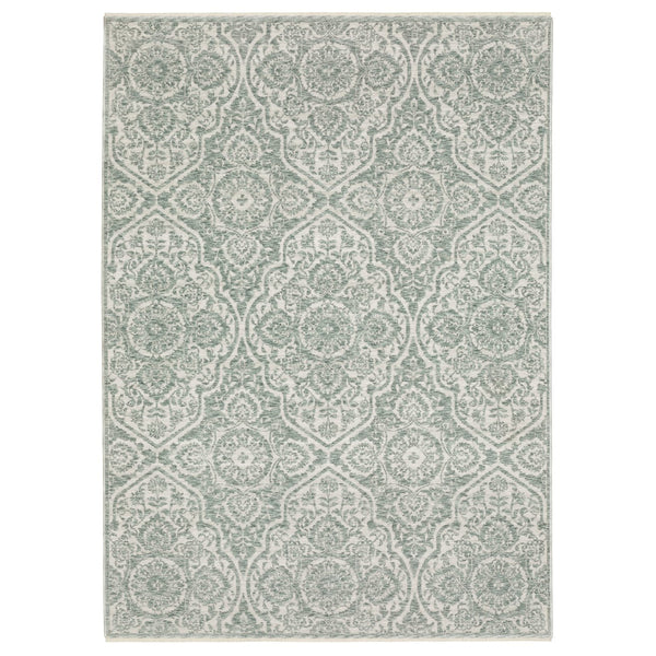 Oriental Weavers Echo Indoor Area Rug - Soft, Textured Polyester Yarn In Subtle Neutrals And Tonal Blues, Made In Egypt Teal,Ivory Polyester Eech02160235st