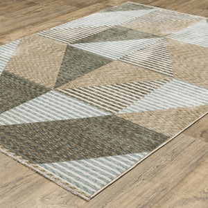 Oriental Weavers Echo Indoor Area Rug – Soft, Textured Polyester In Tonal Blues And Neutrals – Modern Elegance Beige,Grey Polyester Eech04100153st