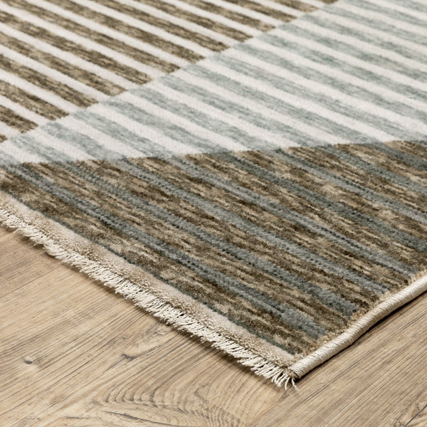 Oriental Weavers Echo Indoor Area Rug – Soft, Textured Polyester In Tonal Blues And Neutrals – Modern Elegance Beige,Grey Polyester Eech04100153st
