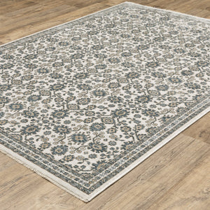 Oriental Weavers Echo Indoor Area Rug - Soft, Textured Polyester In Subtle Neutrals And Tonal Blues For Any Space Ivory,Blue Polyester Eech06200296st