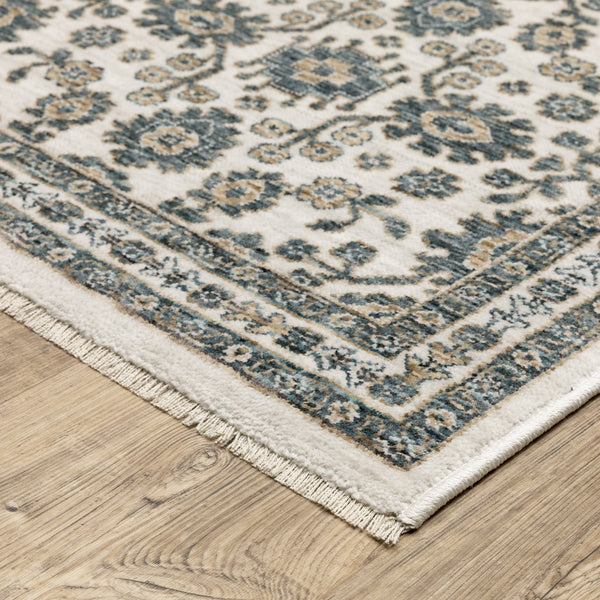 Oriental Weavers Echo Indoor Area Rug - Soft, Textured Polyester In Subtle Neutrals And Tonal Blues For Any Space Ivory,Blue Polyester Eech06200296st