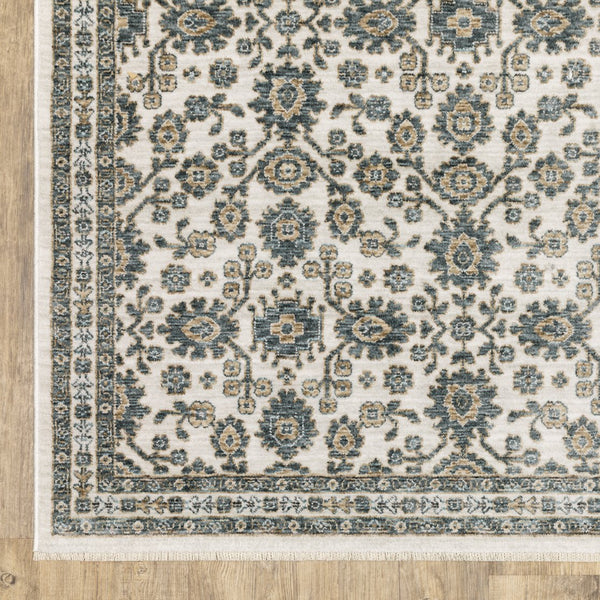 Oriental Weavers Echo Indoor Area Rug - Soft, Textured Polyester In Subtle Neutrals And Tonal Blues For Any Space Ivory,Blue Polyester Eech06200296st