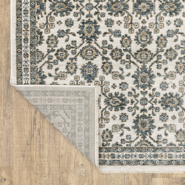 Oriental Weavers Echo Indoor Area Rug - Soft, Textured Polyester In Subtle Neutrals And Tonal Blues For Any Space Ivory,Blue Polyester Eech06200296st