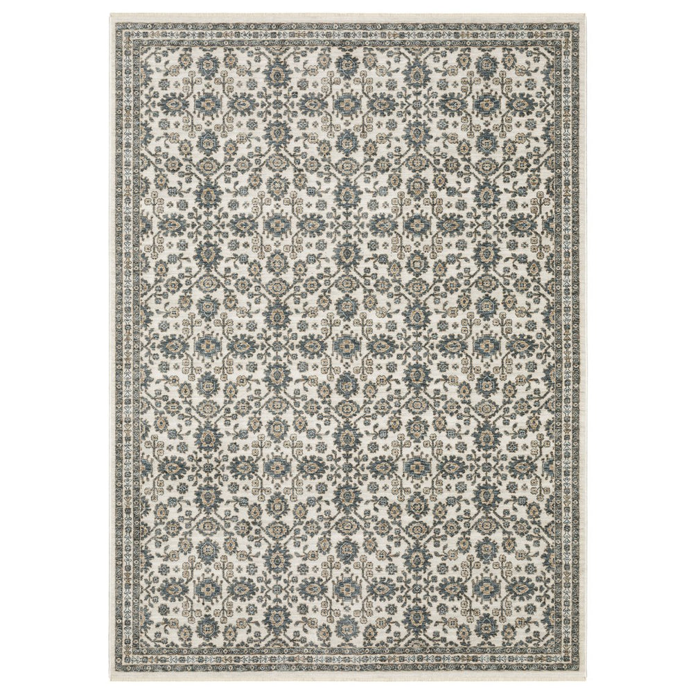 Oriental Weavers Echo Indoor Area Rug - Soft, Textured Polyester In Subtle Neutrals And Tonal Blues For Any Space Ivory,Blue Polyester Eech06200296st