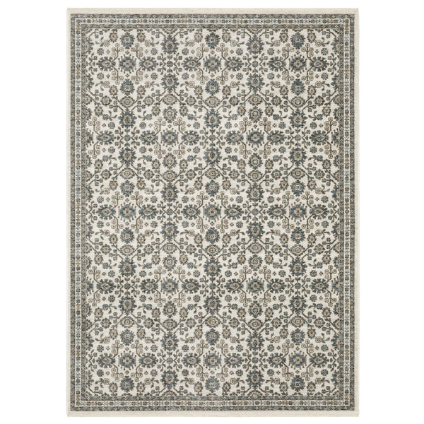 Oriental Weavers Echo Indoor Area Rug - Soft, Textured Polyester In Subtle Neutrals And Tonal Blues For Any Space Ivory,Blue Polyester Eech06200296st
