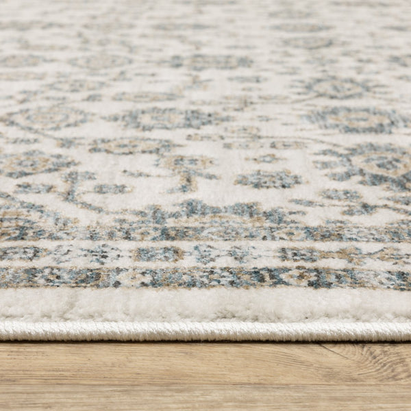 Oriental Weavers Echo Indoor Area Rug - Soft, Textured Polyester In Subtle Neutrals And Tonal Blues For Any Space Ivory,Blue Polyester Eech06200296st