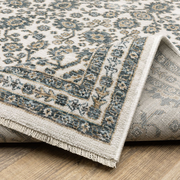 Oriental Weavers Echo Indoor Area Rug - Soft, Textured Polyester In Subtle Neutrals And Tonal Blues For Any Space Ivory,Blue Polyester Eech06200296st