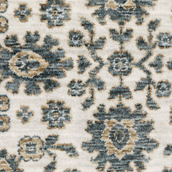 Oriental Weavers Echo Indoor Area Rug - Soft, Textured Polyester In Subtle Neutrals And Tonal Blues For Any Space Ivory,Blue Polyester Eech06200296st